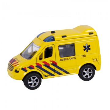 2- Play - Pull back Krankenwagen aus Druckguss NL mit Licht und Ton