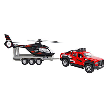Kids Globe Off-Road Vehicle with Helicopter Trailer