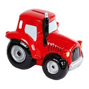 Kids Globe Spaarpot Aardewerk Tractor  Rood