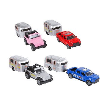 2-Play Die-Cast Pull Back Auto met Caravan