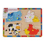 Wooden Stud Puzzle Farm Animals with Boy, 8 pcs.