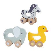 Wooden Animal on Wheels, 13cm