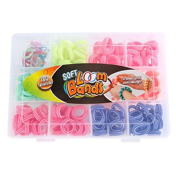 Soft Loom Bands with 180 bands and 15 Clips