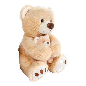 Take Me Home Knuffel Beer met Baby Pluche - Lichtbruin, 25cm