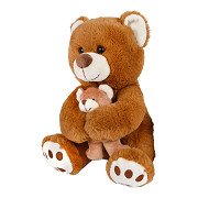 Take Me Home Cuddly Bear with Baby Plush - Brown, 25cm