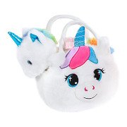 Unicorn Plush Toy in Handbag Plush - White, 20cm