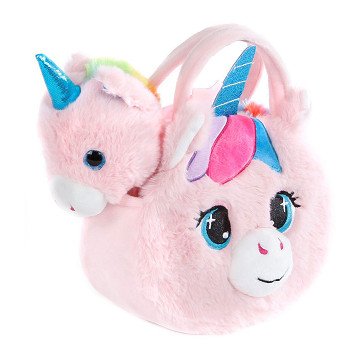 Plüsch- Plüschtier in Handtasche, Rosa, 20 cm