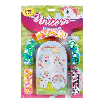 Iron-on bead set Unicorn with 4 Planks, 2000 pcs.