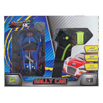 Roadstar RC Ferngesteuertes Rallyeauto mit Licht 2,4 GHz, Blau, 13 cm