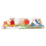 Holzeisenbahn mit Activity-Waggons, 3-teilig.