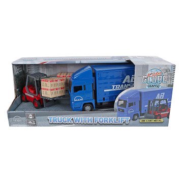 Kids Globe Mann-LKW mit Gabelstapler. 17 cm
