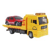 Kids Globe Man Vrachtwagen Bergingswagen met Auto, 19cm