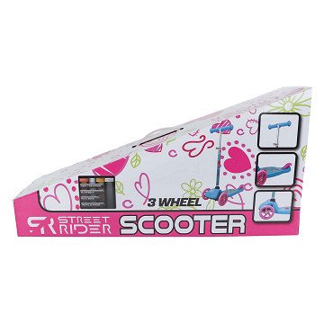 Street Rider 3-Wheel Scooter with Adjustable Handlebars Abec 7 Pink