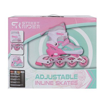 Street Rider Inline Skates Pink/Green Adjustable, Size 29-32