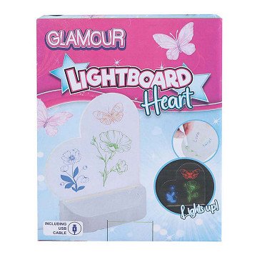 Glamour Light Board Herz mit USB-Anschluss und 7 Markern, 16cm
