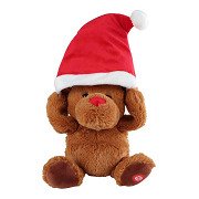 Nimm mich mit nach Hause, tanzendes Rentier mit Weihnachtsmütze und Musik