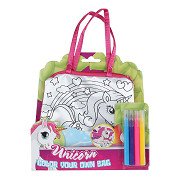 Unicorn Color Your Own Bag with 4 Felt Tip Pens, 16cm