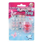 Glamor Lip Gloss Ring and 10 Pairs of Earring Stickers