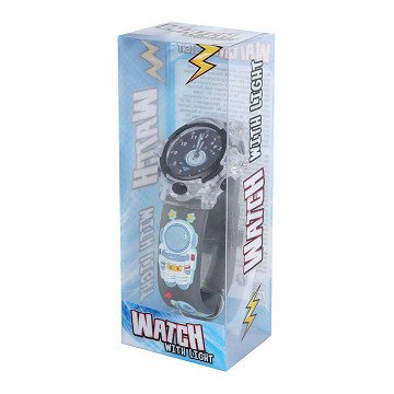 Analoge Armbanduhr mit Lichtraum - Schwarz