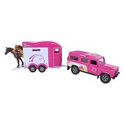 Kids Globe Land Rover met Cheval Liberté Paardentrailer - Roze