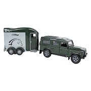 Kids Globe Land Rover with Cheval Liberte Horse Trailer 1:24