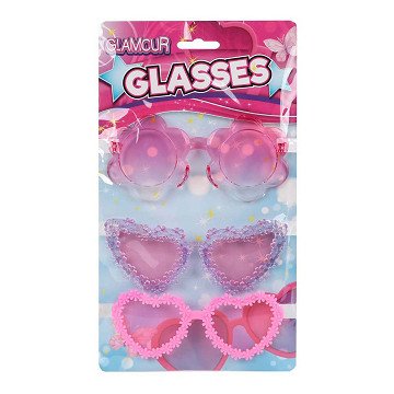Glamour Trendy Girl Brille - 3 Stk.