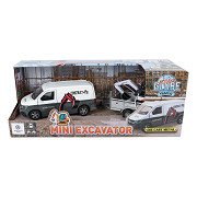 Kids Globe Die Cast Pull Back VW Transporter met Minigraver