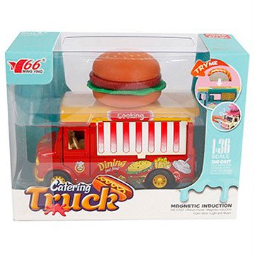 Die-cast Hamburger Food Truck with Light and Sound, 11cm