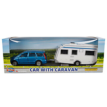 2-Play Die-cast Mitsubishi Auto met Caravan, 29cm