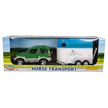 2- Play Die-cast Mitsubishi Car with Horse Trailer, 25cm