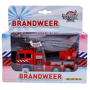 Kids Globe Die-cast Fire Brigade Ladder Truck NL, 16cm