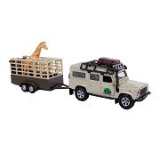 Kids Globe Die-cast Land Rover with Giraffe trailer, 29cm