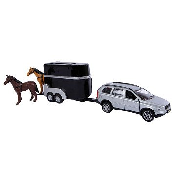 Kids Globe Volvo XC90 aus Druckguss mit Pferdeanhänger, 27 cm