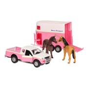 Kids Globe Die-cast Car with Horse Trailer Pink, 1:32
