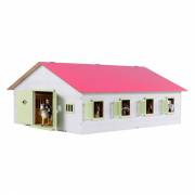 Kids Globe Horse Stable Pink with 7 Boxes, 1:24