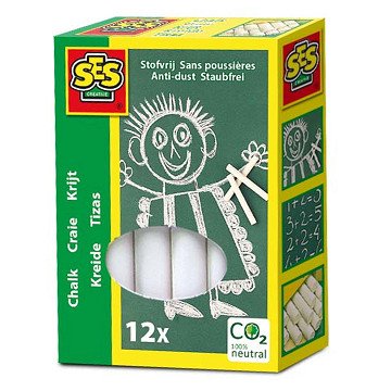 SES School Chalk - White, 12pcs.