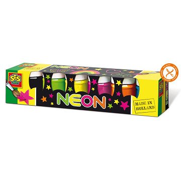 SES Plakkaatverf Neon, 6 Kleuren