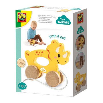 SES Wooden Pull-along Animal 2 in 1 - Triceratops