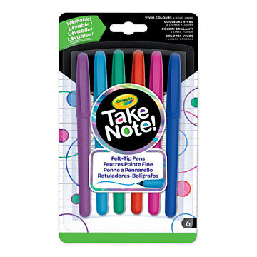 Crayola Take Note Afwasbare Viltstiften, 6st.
