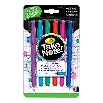 Crayola Take Note Washable Felt-Tip Pens, 6 pcs.