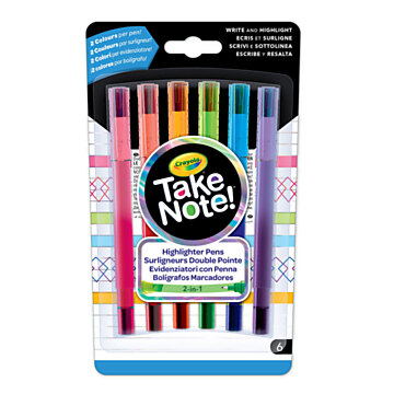 Crayola Take Note Markeerstiften met Fijnschrijver, 6st.