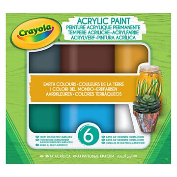 Crayola Acrylic Paint Earth Tones, 6pcs.