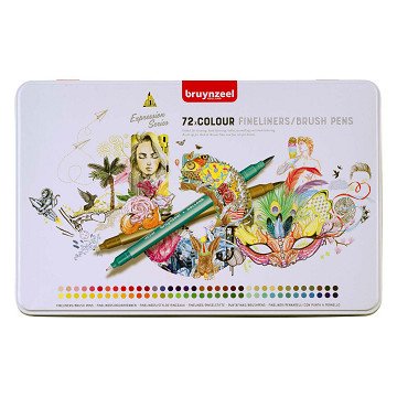 Bruynzeel Creatives Fineliner Brushpen Set 72 Colors