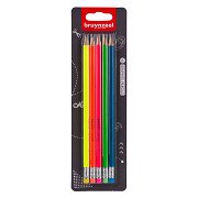 Bruynzeel Neon Graphitstift-Set, 5 HB-Bleistifte mit Radiergummi