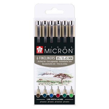 Sakura Pigma Micron 05 Case with 6 Earthy Colors