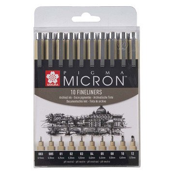 Sakura Pigma Micron Etui 10 Fineliners Zwart