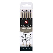 Sakura Pigma Micron 05 Fineliner Set, 3 Pens, Black-Grey