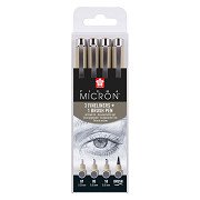 Sakura Pigma Micron Fineliner Set, 4 Sizes, Cool Gray