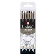 Sakura Pigma Micron Fineliner-Set, 4 Größen, Helles Kühles Grau