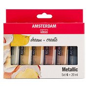 Amsterdam Standard Series Acrylfarben Metallic Set 20ml, 6-teilig.